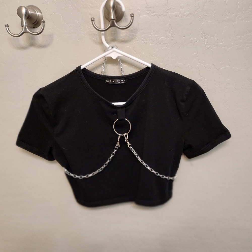 Grunge Crop Top with Body Chain ⛓️